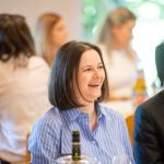 Laughing woman at an event